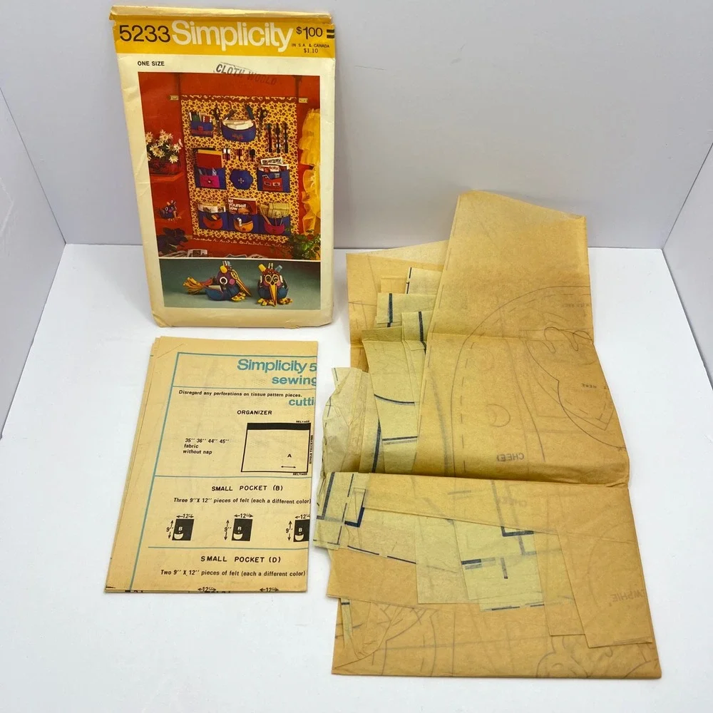 Simplicity 5233 Sewing Pattern‎ Sewphie Bird Organizer 1972 Vintage Pincushion